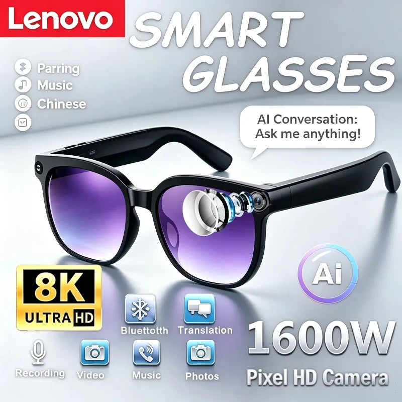 Lenovo XG86 AI Smart Sunglasses – 8MP Camera & AI Translator