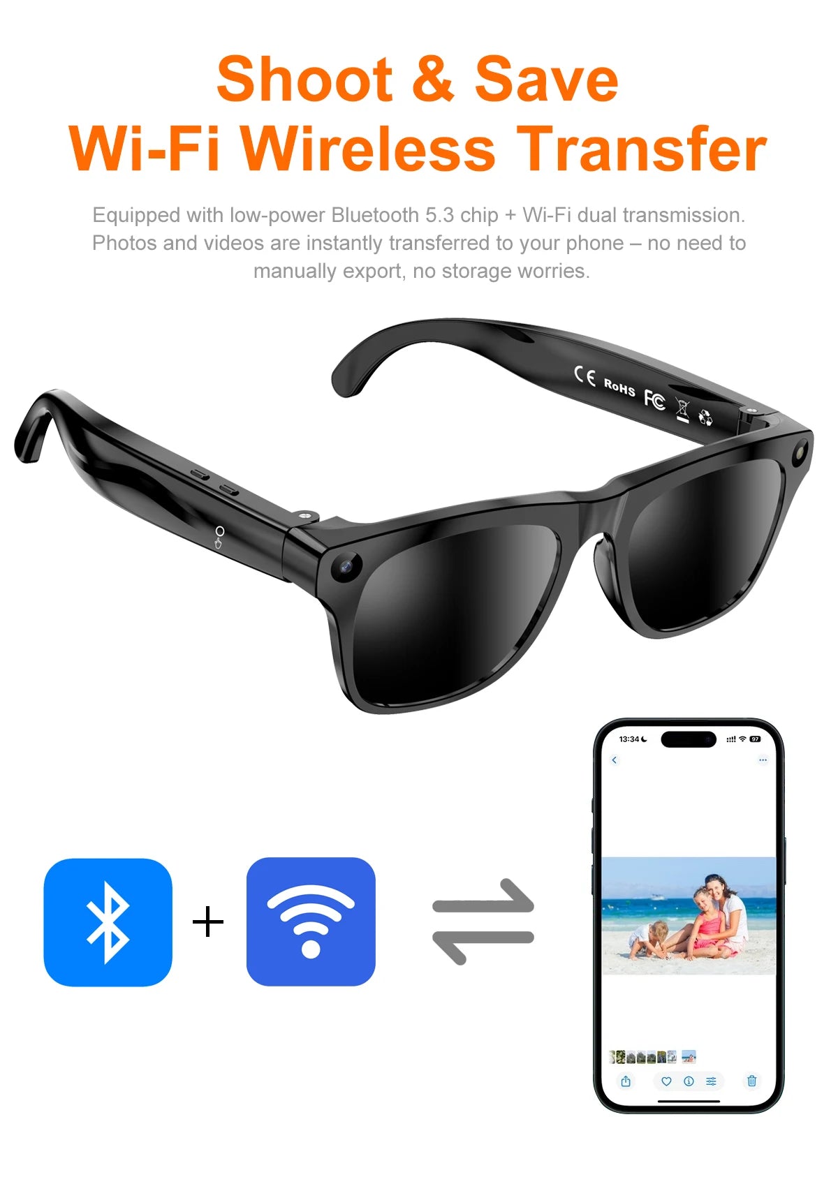8MP AI Smart Sports Glasses – Camera & Translator