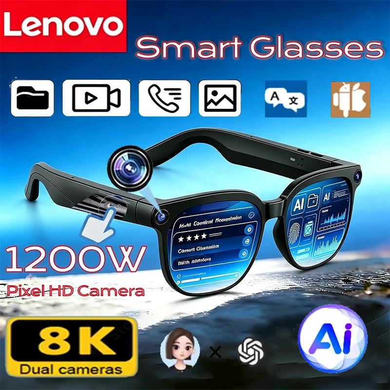 Lenovo AI Smart Glasses – Bluetooth Audio & Voice Assistant