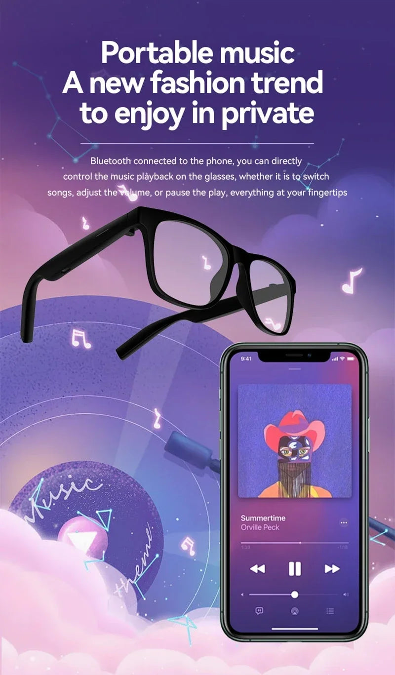 Lenovo AI Smart Glasses – Bluetooth Audio & Voice Assistant