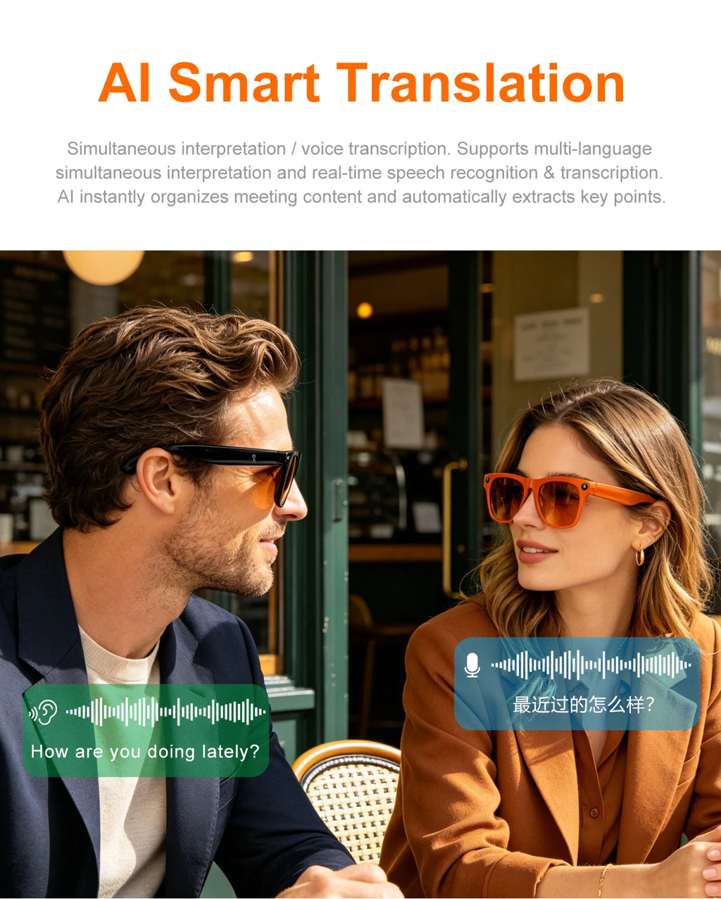8MP AI Smart Sports Glasses – Camera & Translator