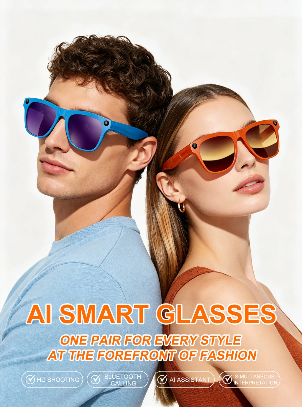 8MP AI Smart Sports Glasses – Camera & Translator